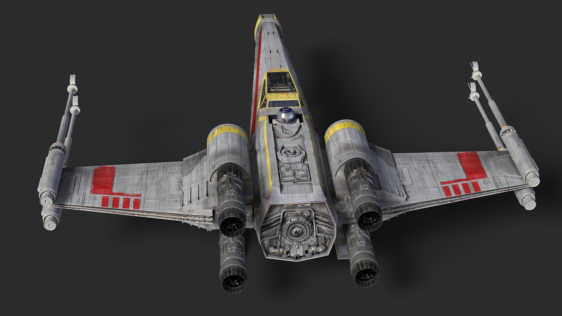 3D model Starfighter X-Wing with Droid R2-D2