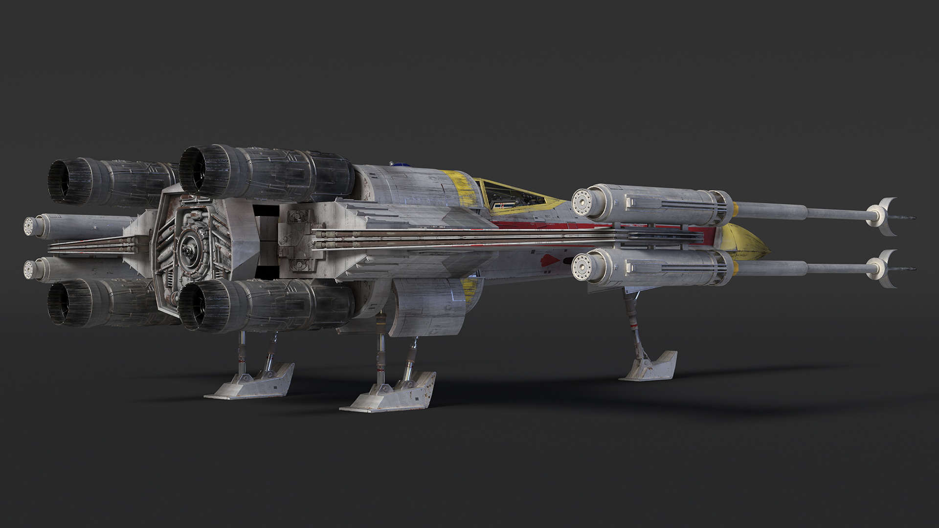 3D model Starfighter X-Wing with Droid R2-D2