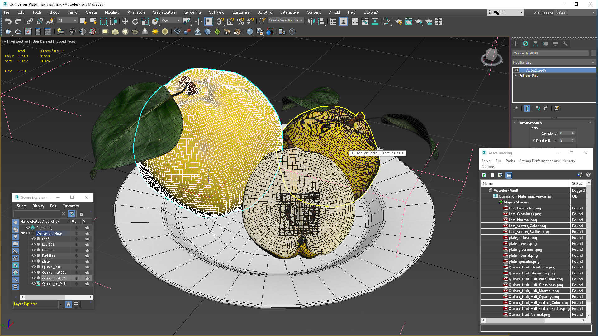 3D model Quince on Plate