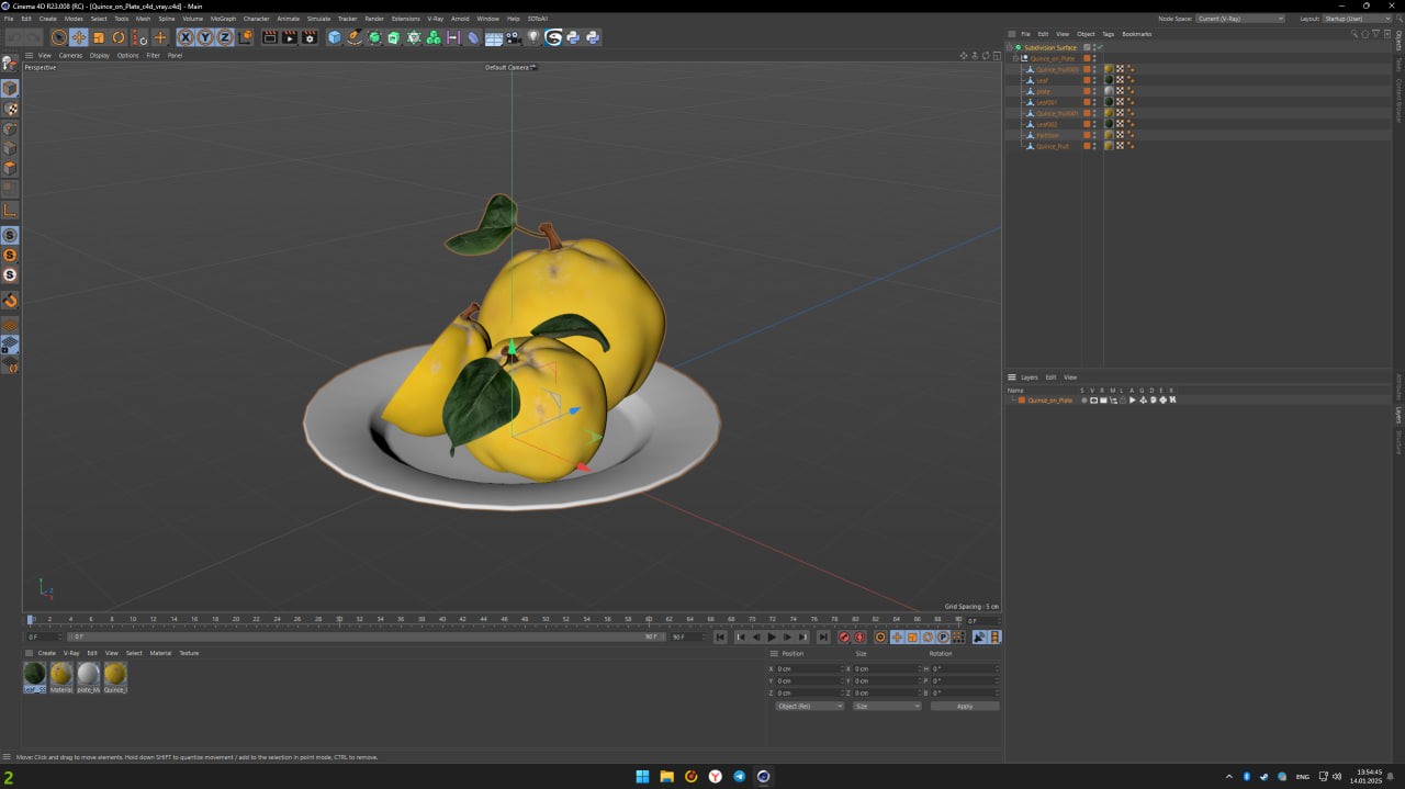 3D model Quince on Plate