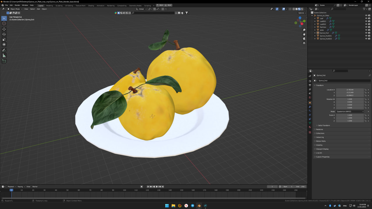 3D model Quince on Plate
