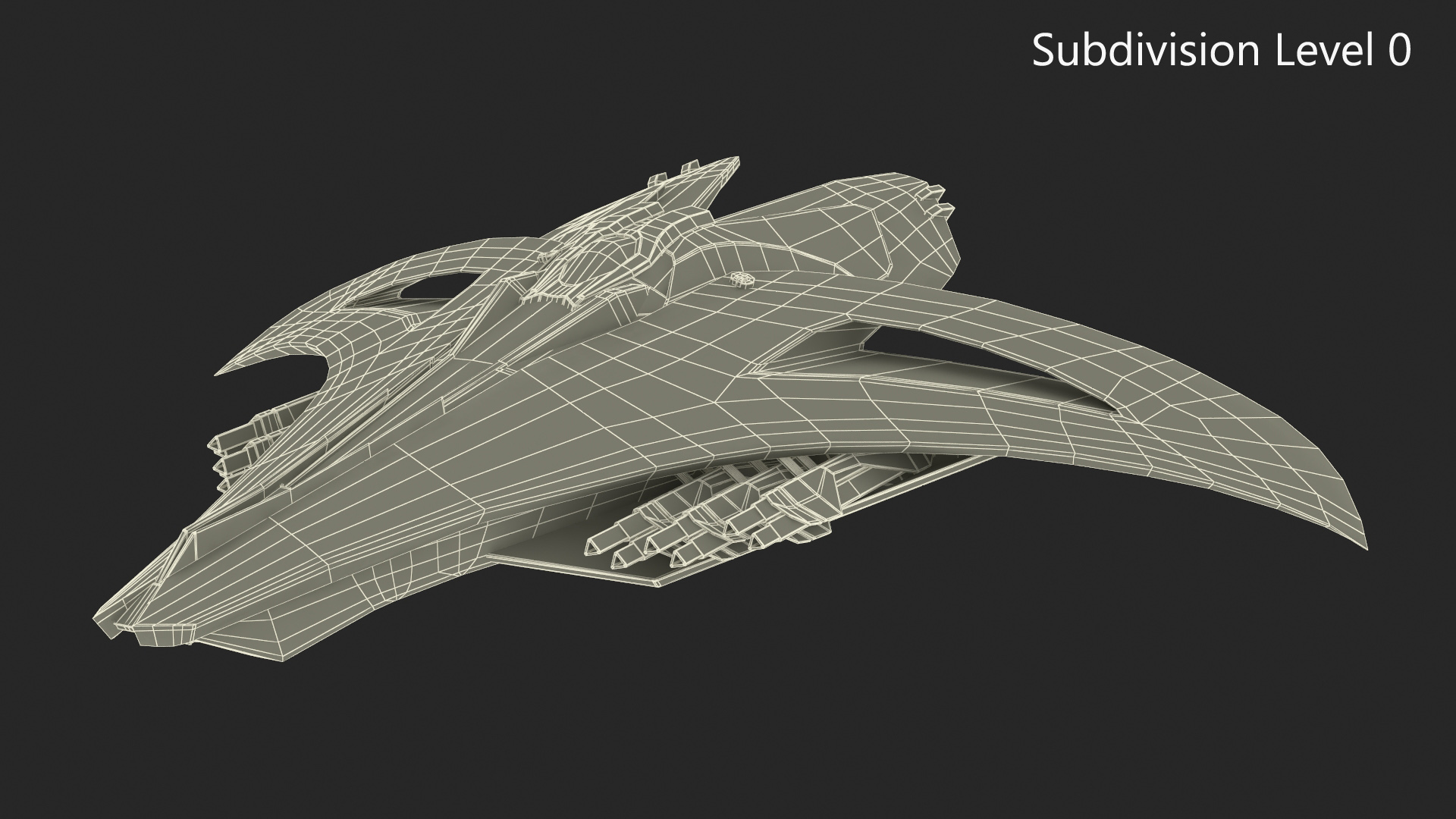 3D Futuristic Space Fighter Starship Gray model
