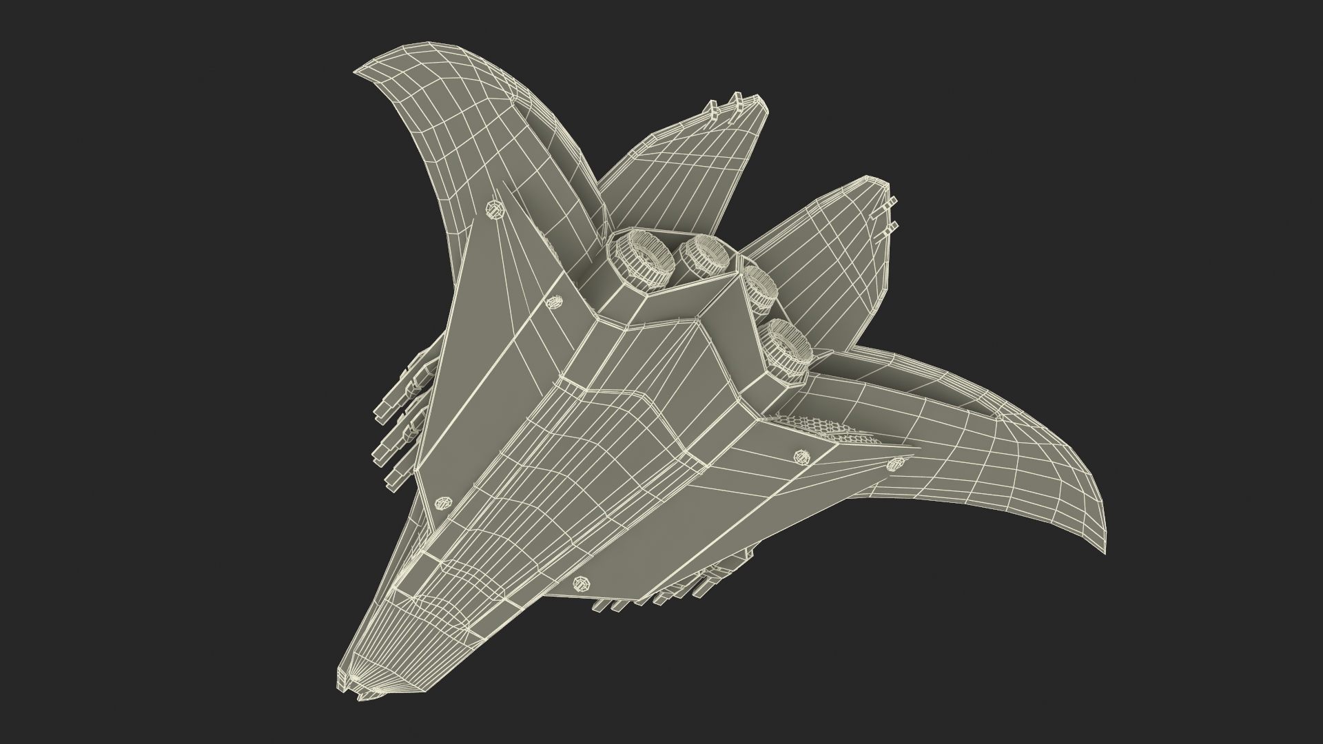 3D Futuristic Space Fighter Starship Gray model