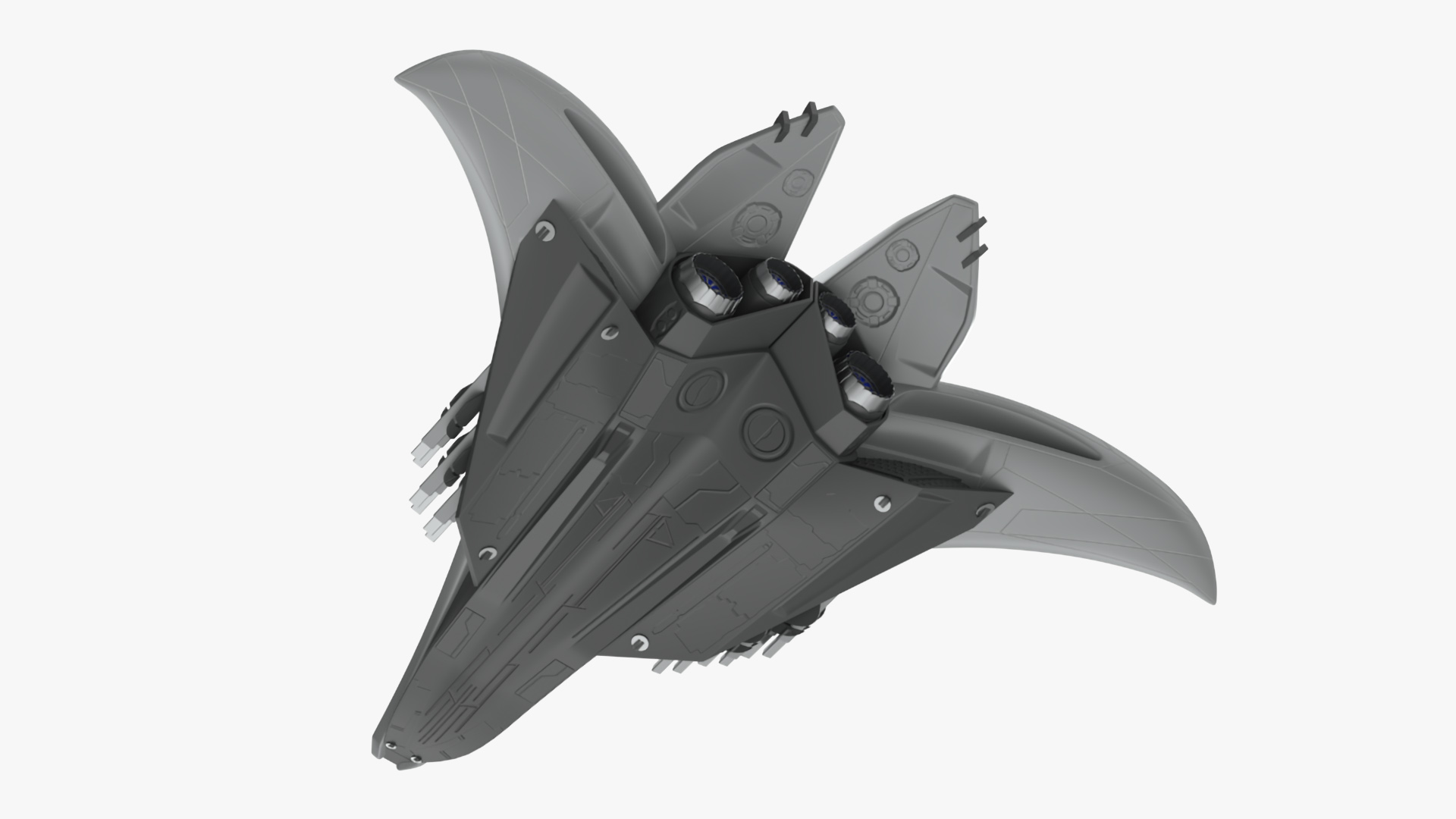 3D Futuristic Space Fighter Starship Gray model
