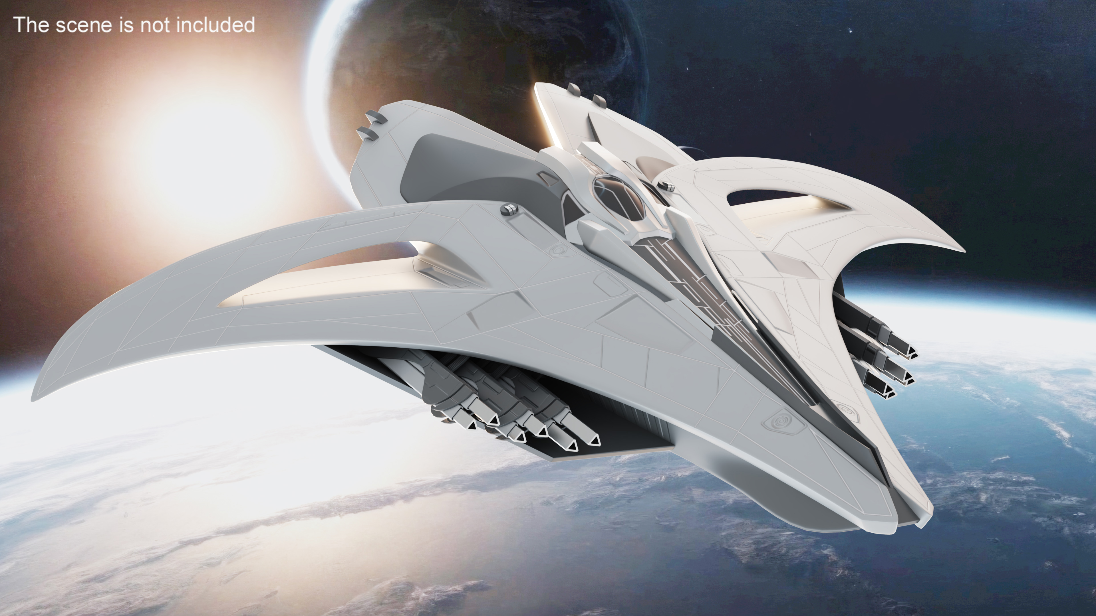 3D Futuristic Space Fighter Starship Gray model