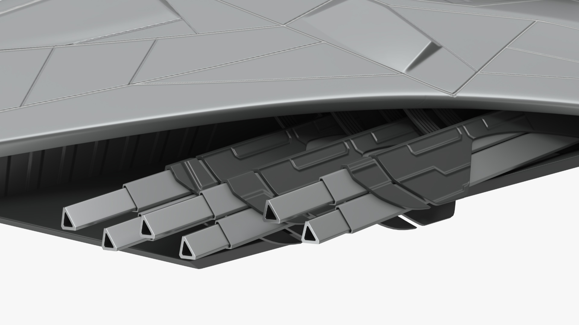3D Futuristic Space Fighter Starship Gray model