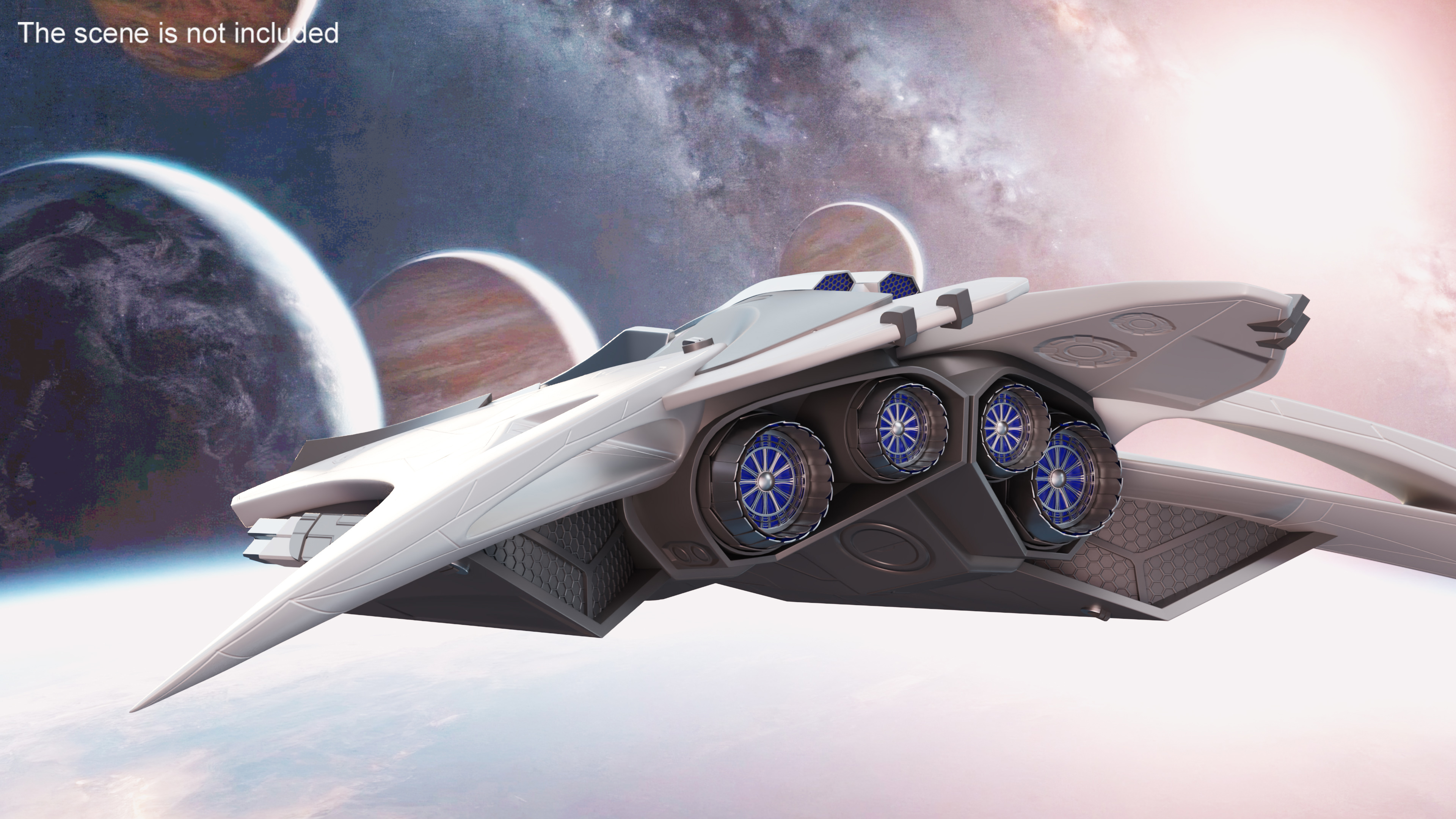 3D Futuristic Space Fighter Starship Gray model