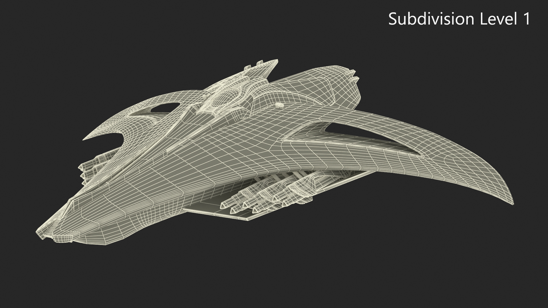 3D Futuristic Space Fighter Starship Gray model