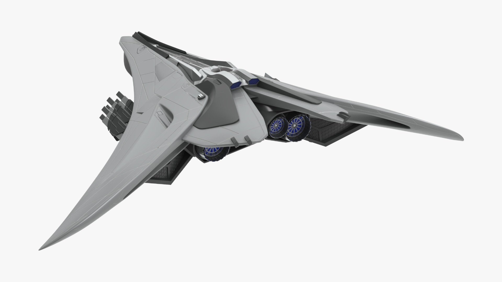 3D Futuristic Space Fighter Starship Gray model