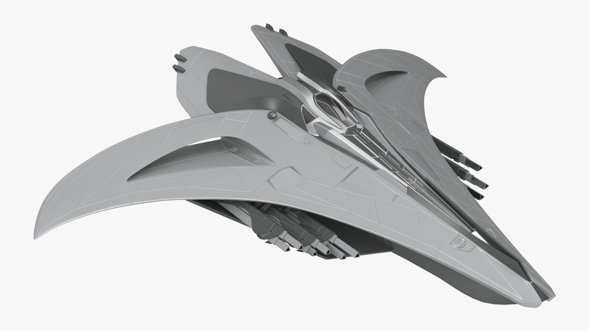 3D Futuristic Space Fighter Starship Gray model