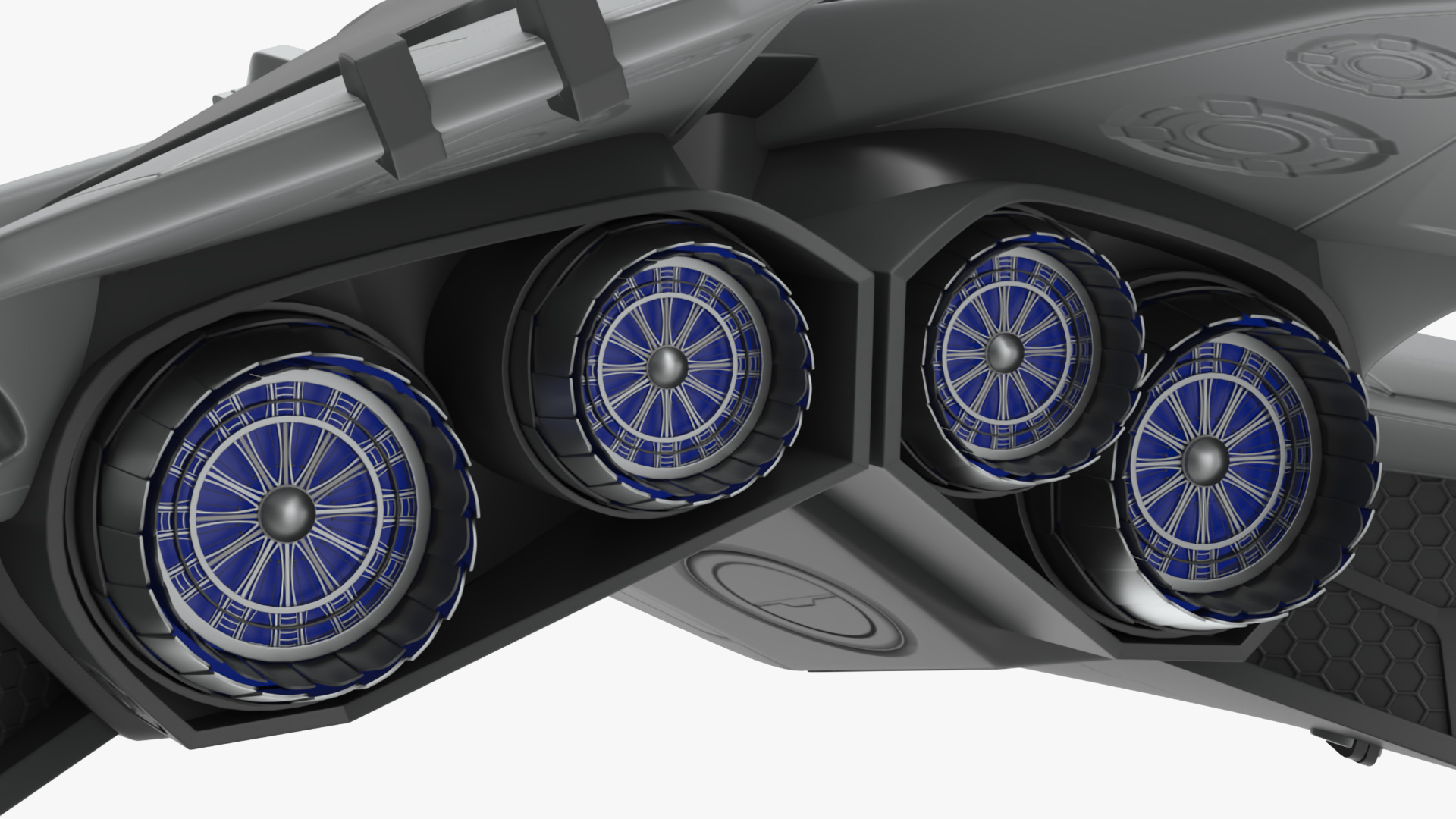 3D Futuristic Space Fighter Starship Gray model