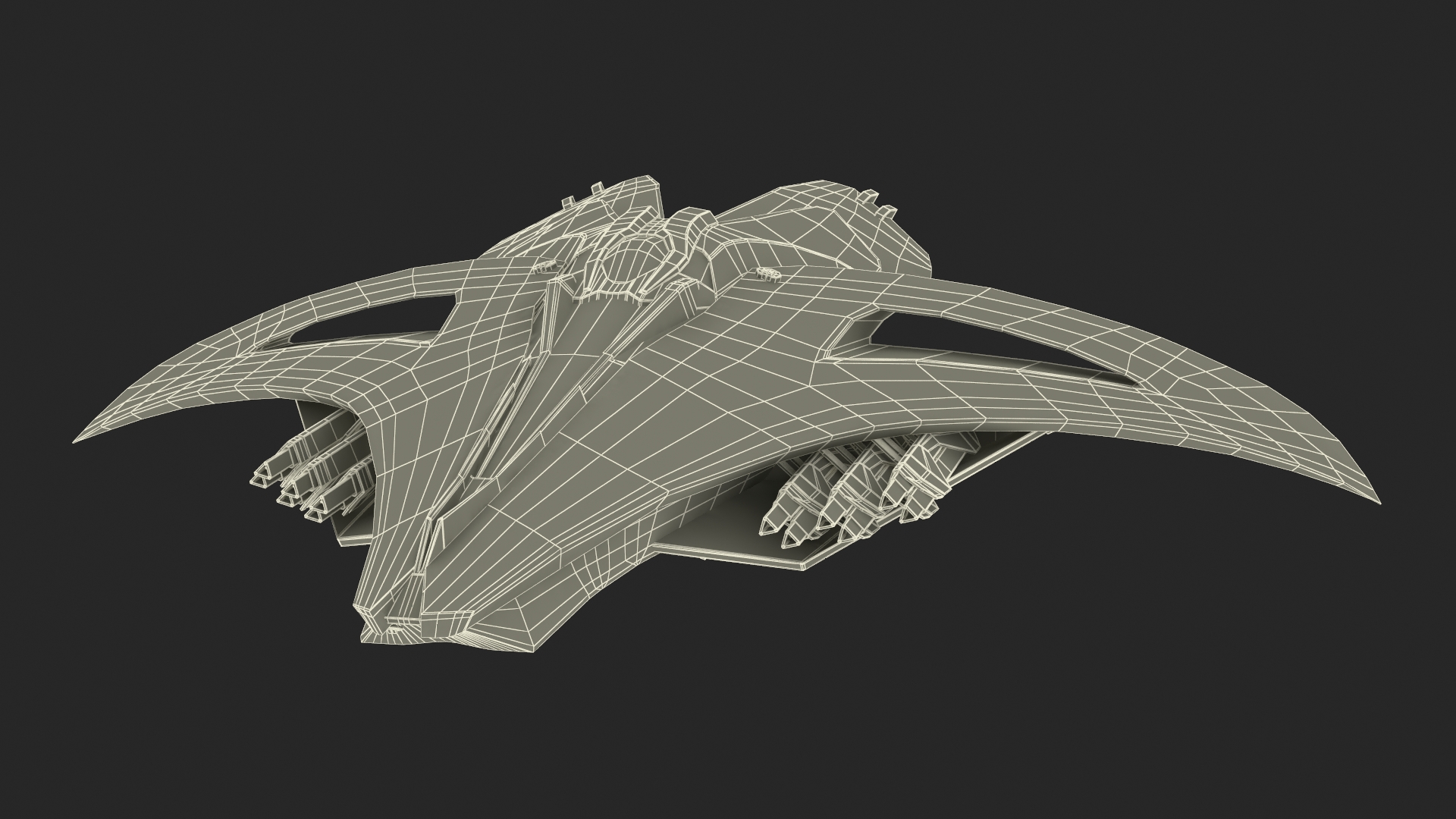 3D Futuristic Space Fighter Starship Gray model