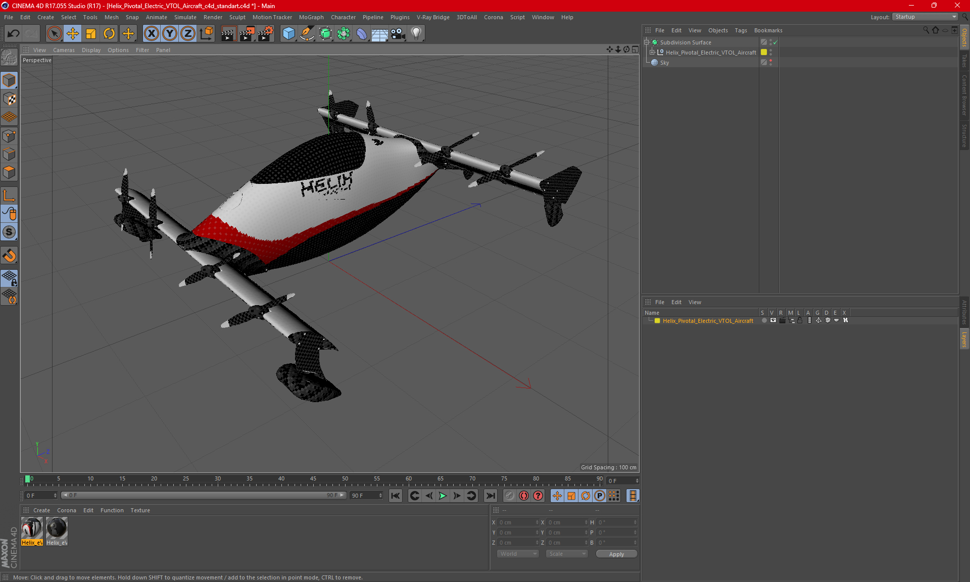 3D Helix Pivotal Electric VTOL Aircraft