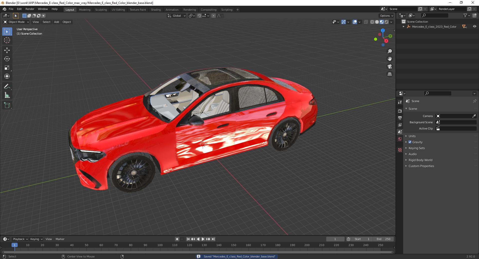 3D Mercedes E-class Red Color