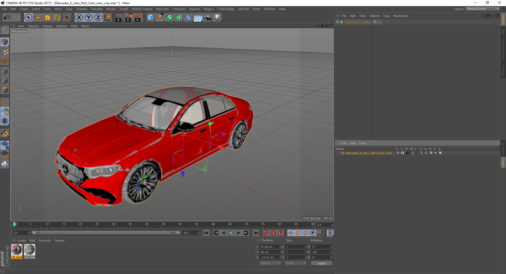 3D Mercedes E-class Red Color