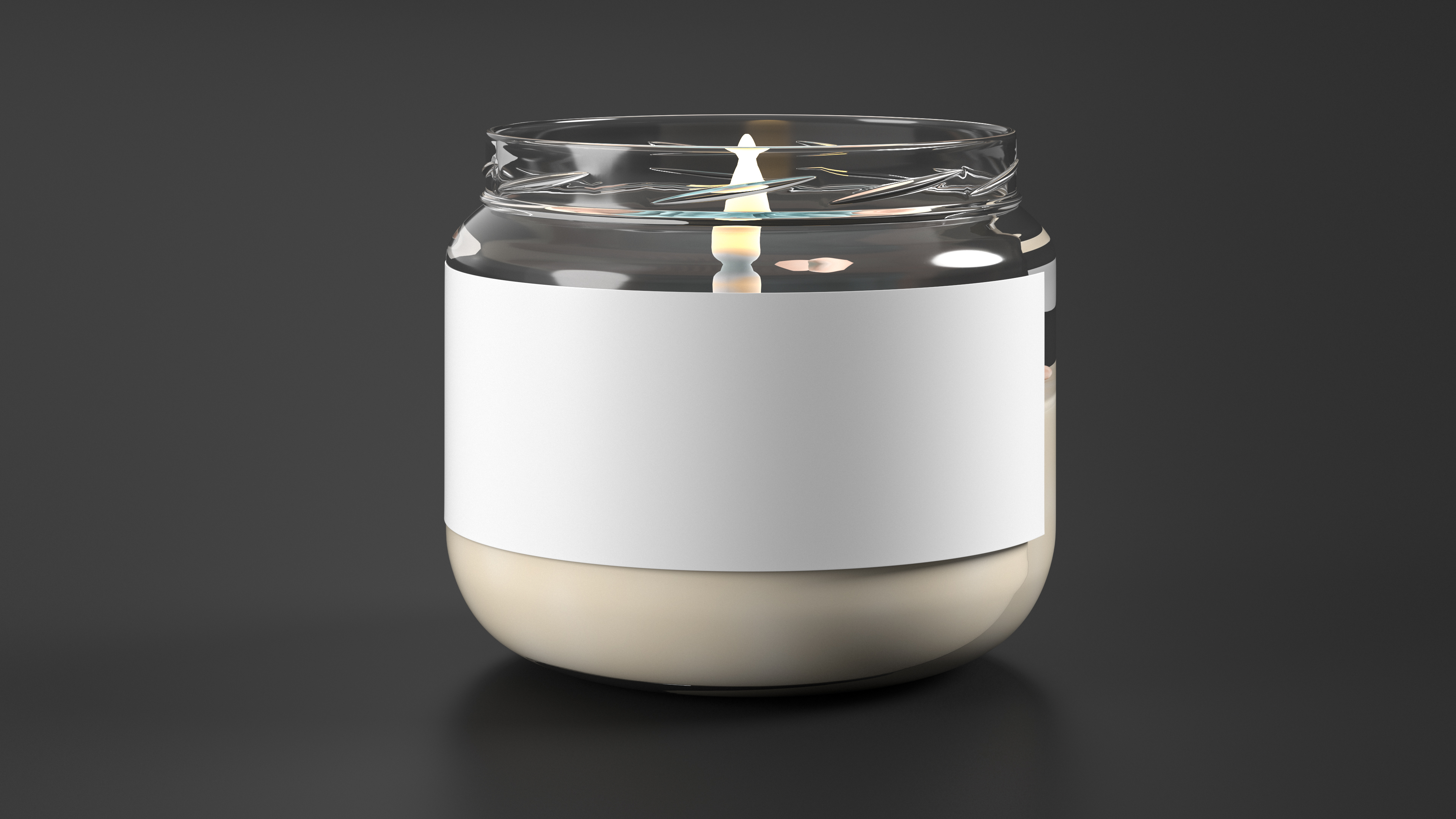 Glass Jar Candle Fire Burns 3D