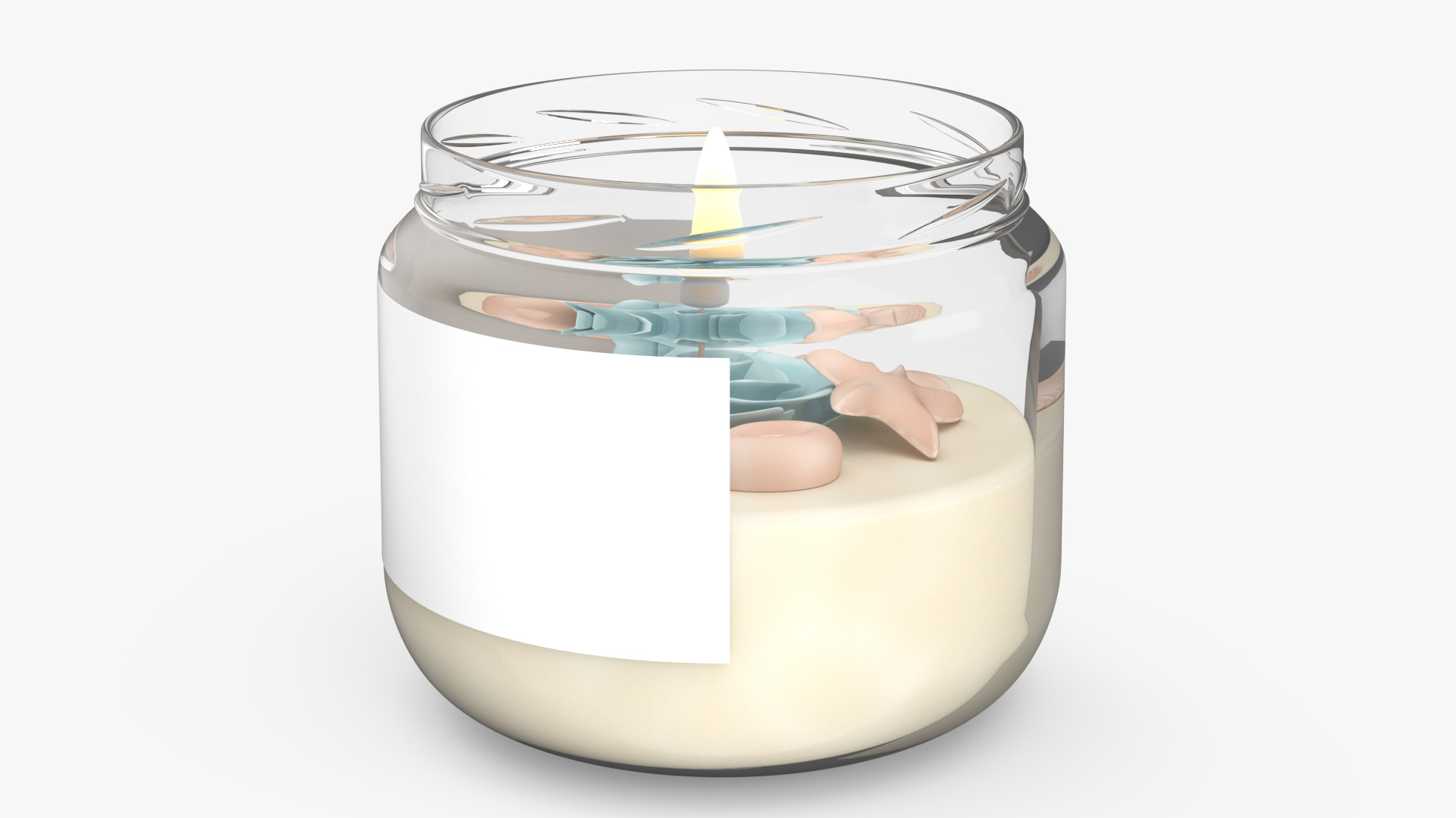 Glass Jar Candle Fire Burns 3D
