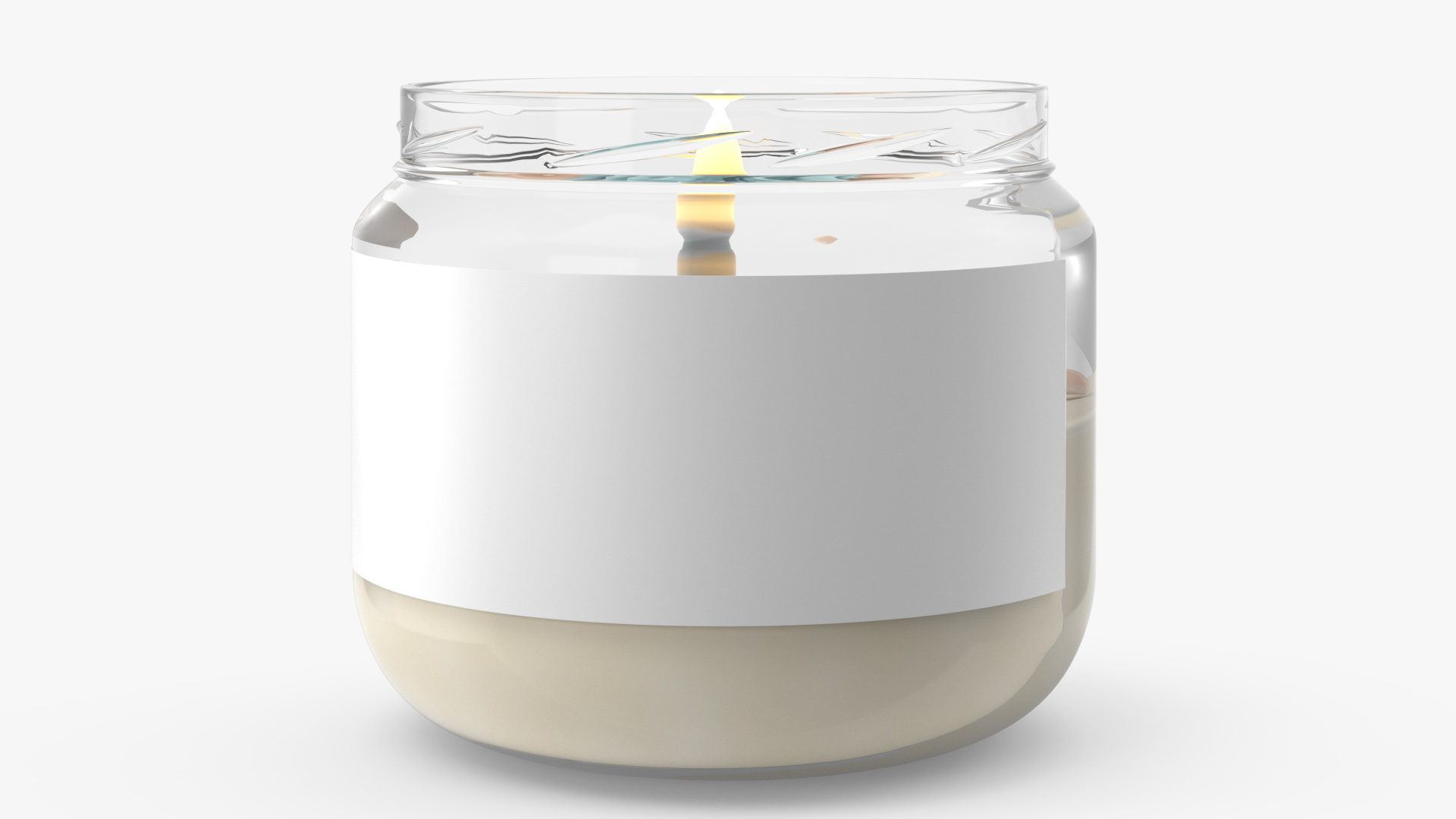 Glass Jar Candle Fire Burns 3D
