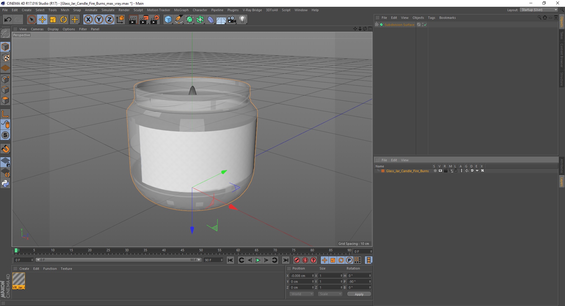 Glass Jar Candle Fire Burns 3D