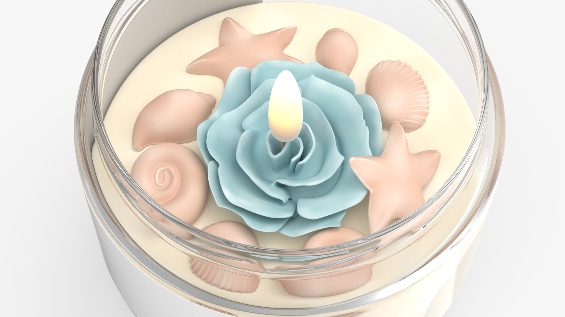 Glass Jar Candle Fire Burns 3D