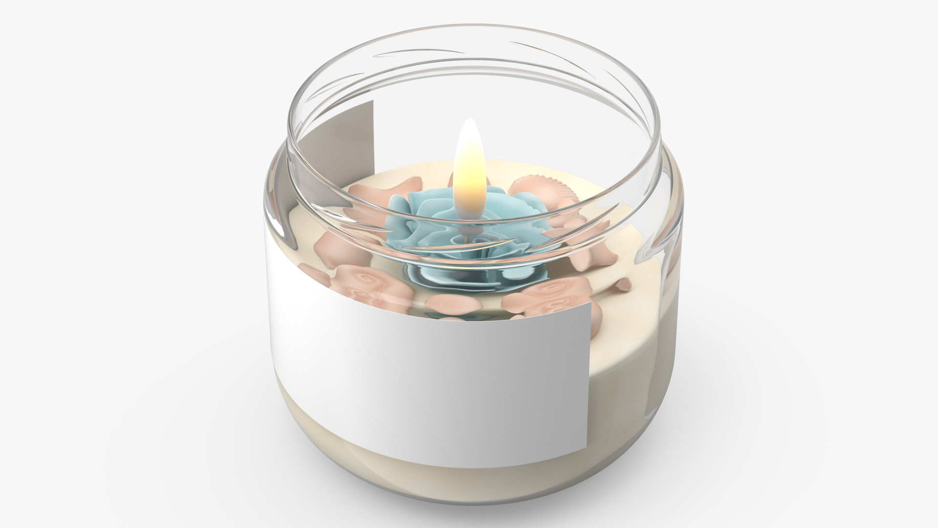 Glass Jar Candle Fire Burns 3D