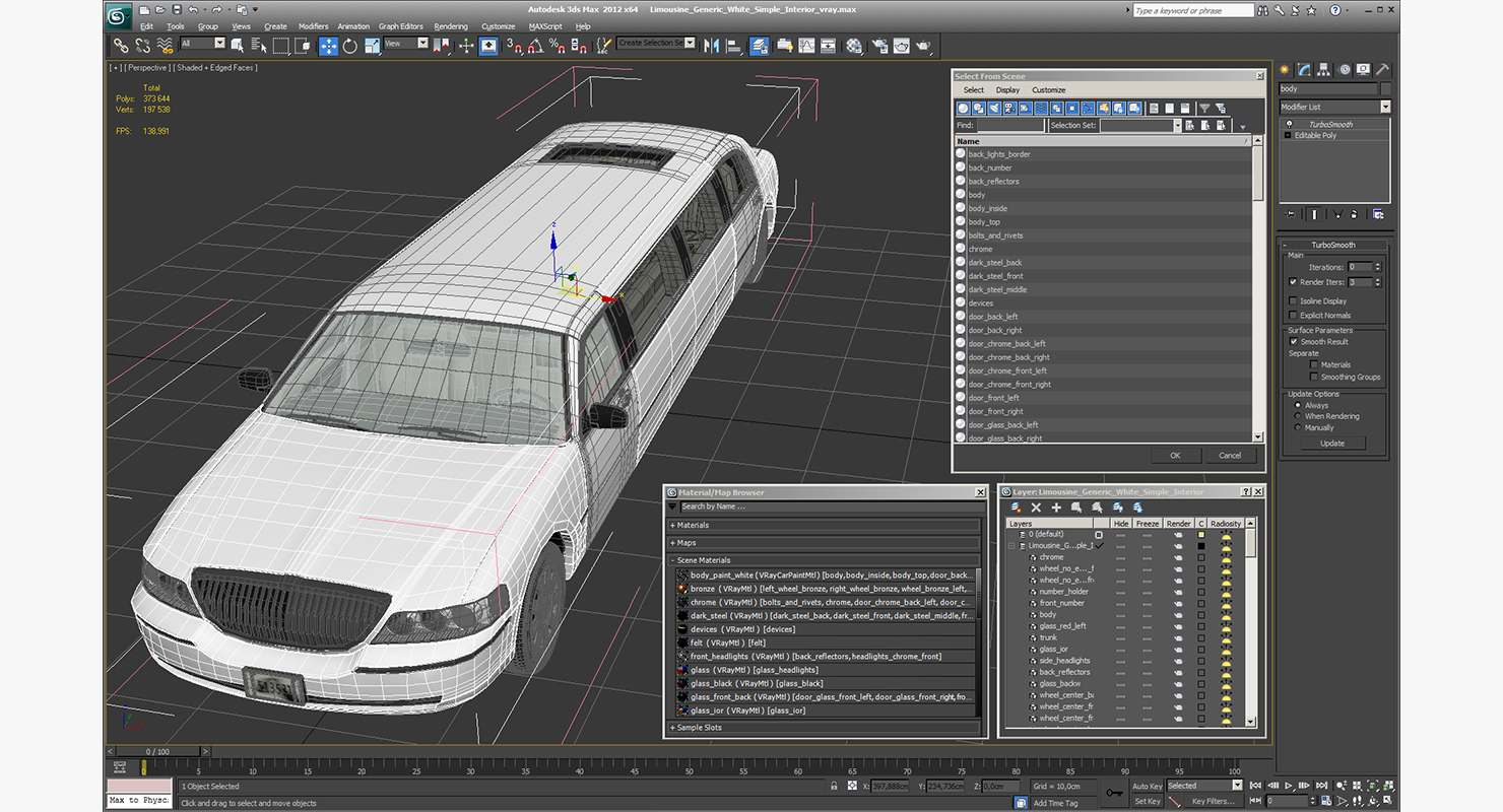Limousine Generic White Simple Interior 3D model