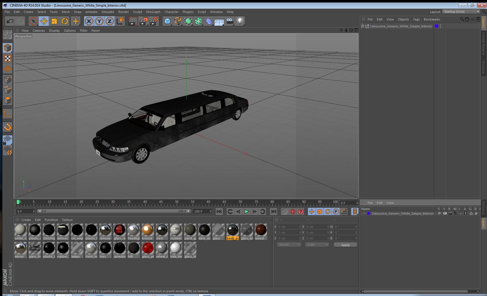 Limousine Generic White Simple Interior 3D model