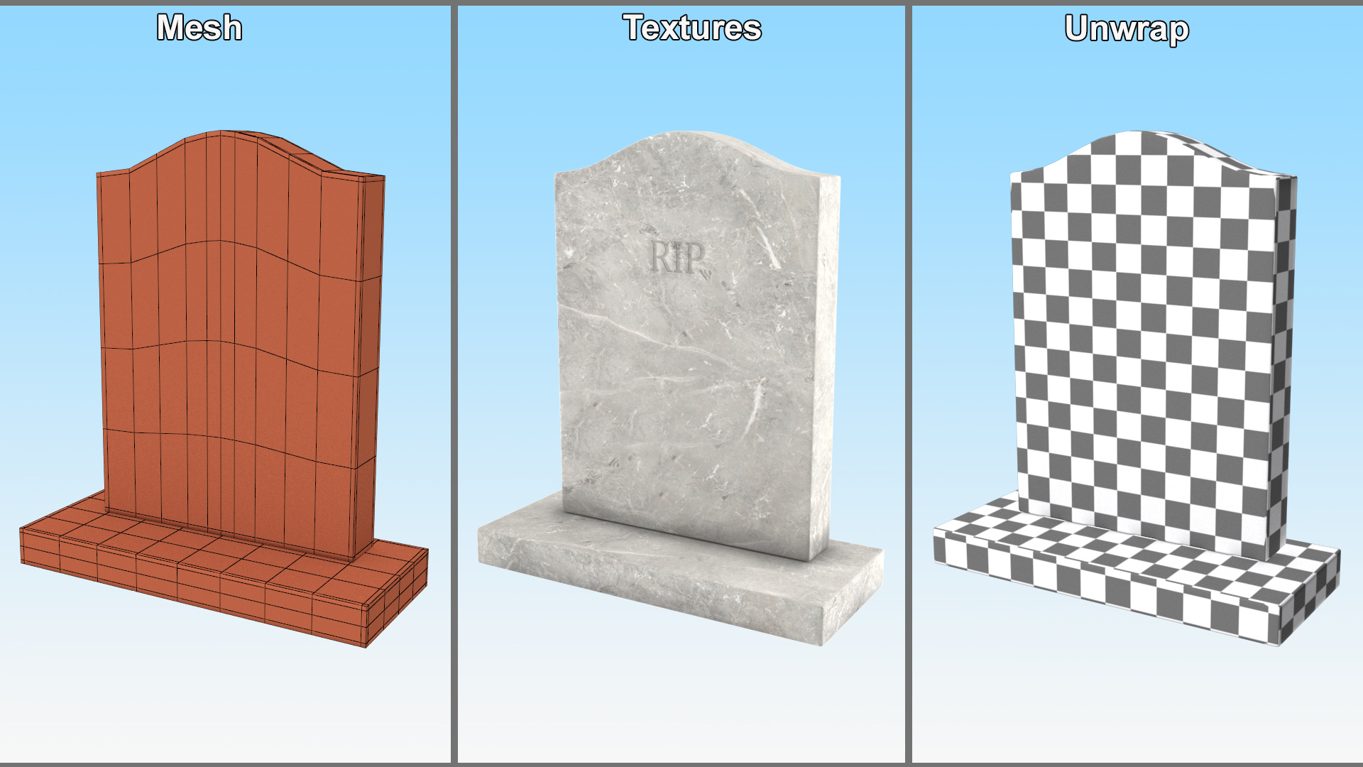 3D Marble Headstone for Grave