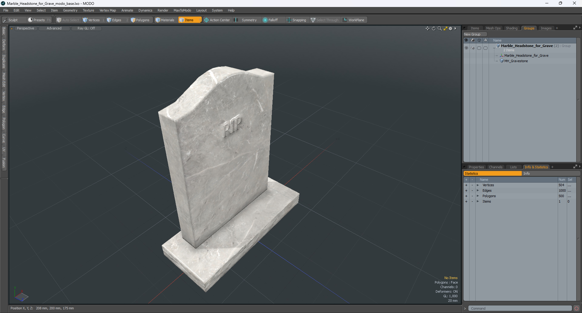 3D Marble Headstone for Grave