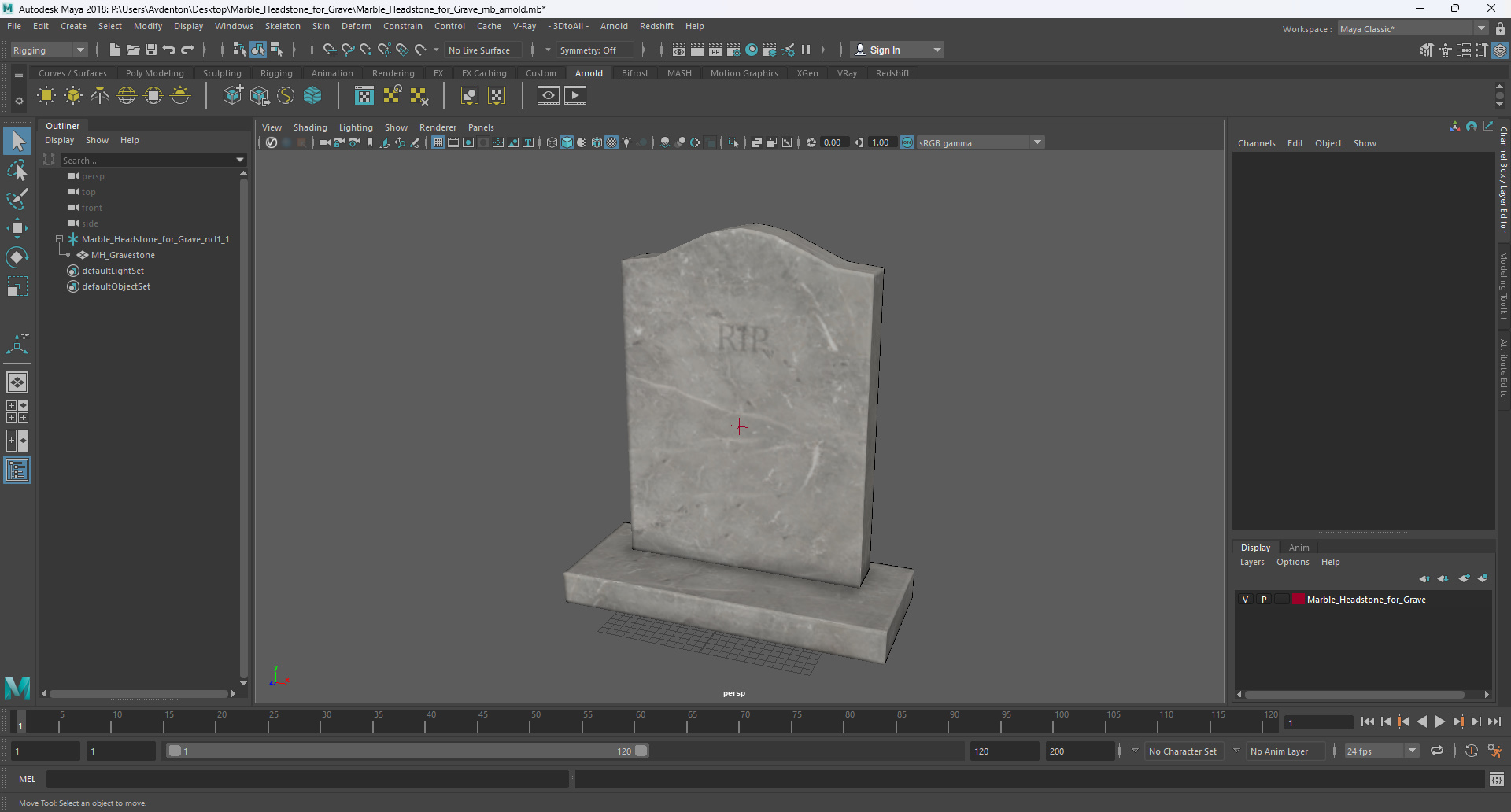 3D Marble Headstone for Grave