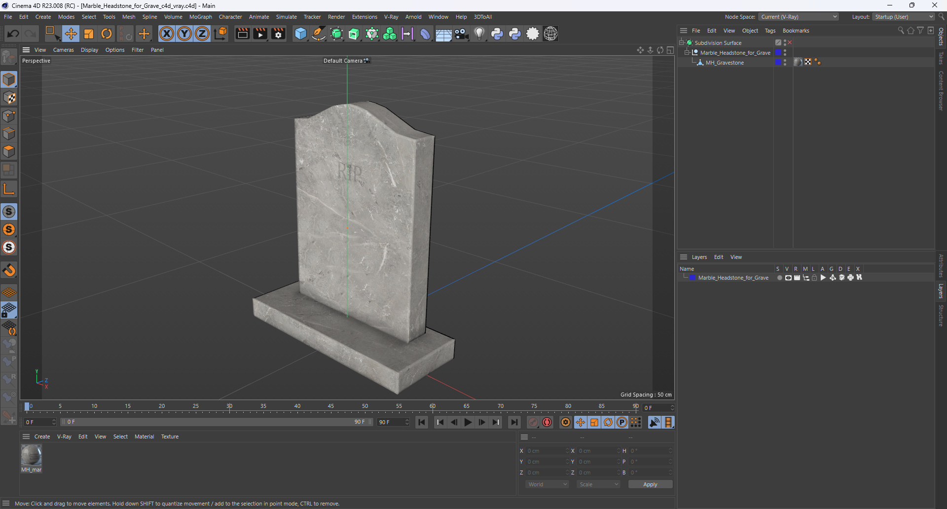 3D Marble Headstone for Grave