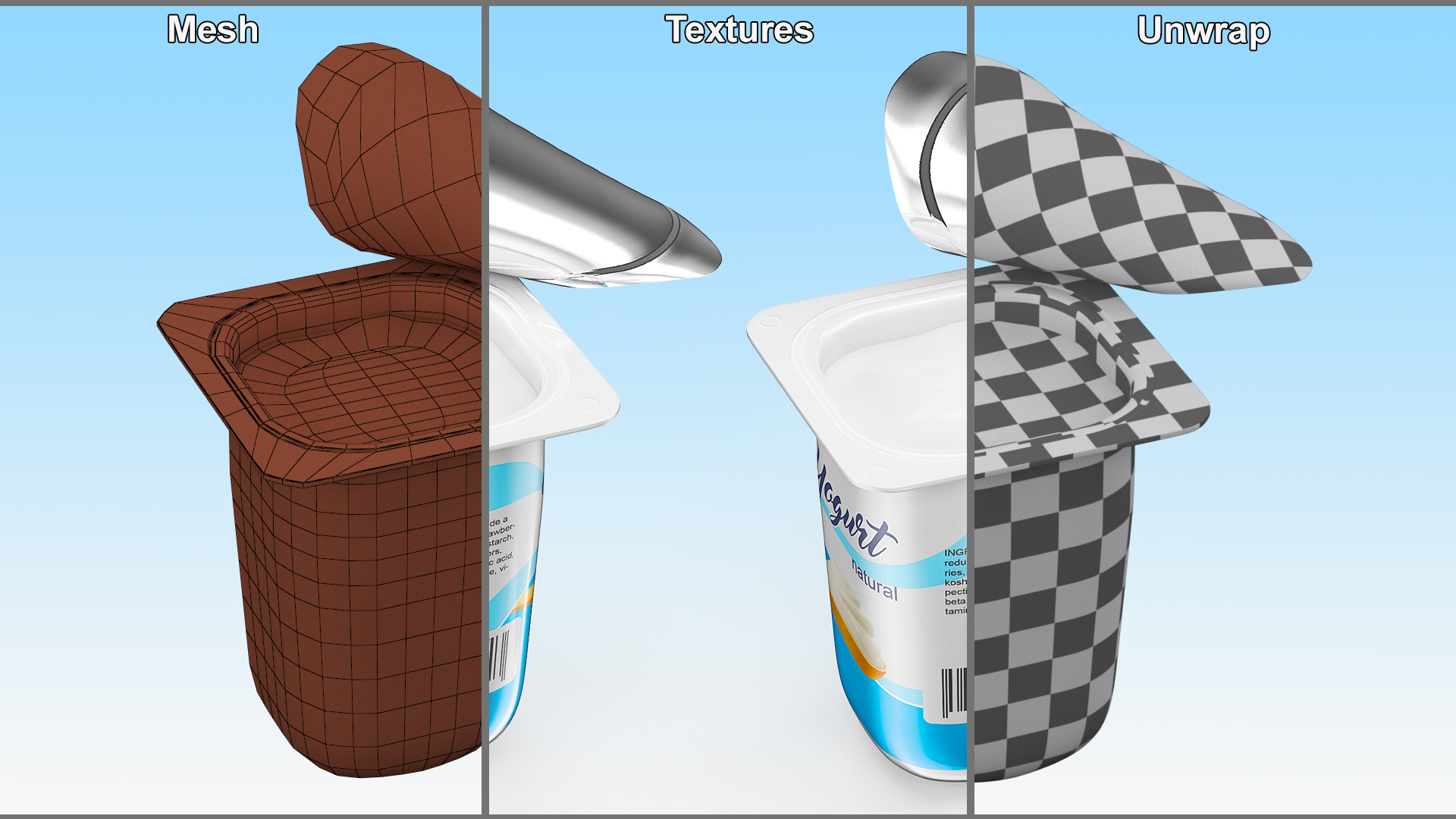 Open Yogurt Cup Mockup 3D