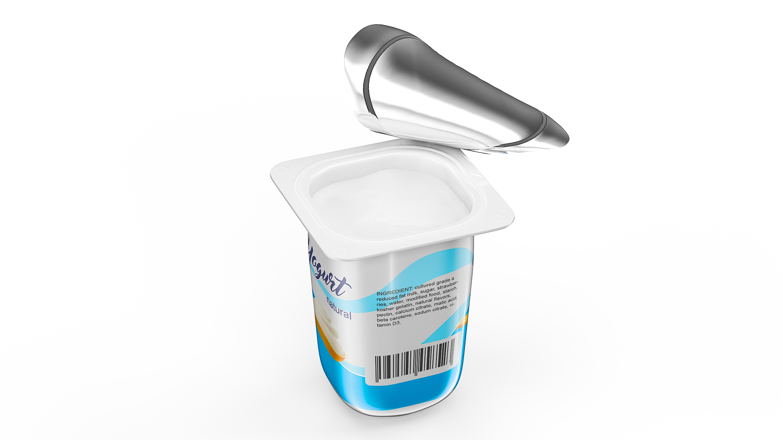 Open Yogurt Cup Mockup 3D