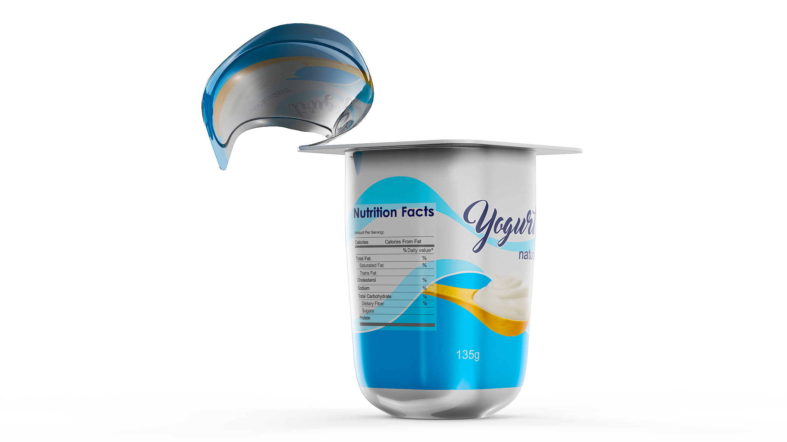 Open Yogurt Cup Mockup 3D