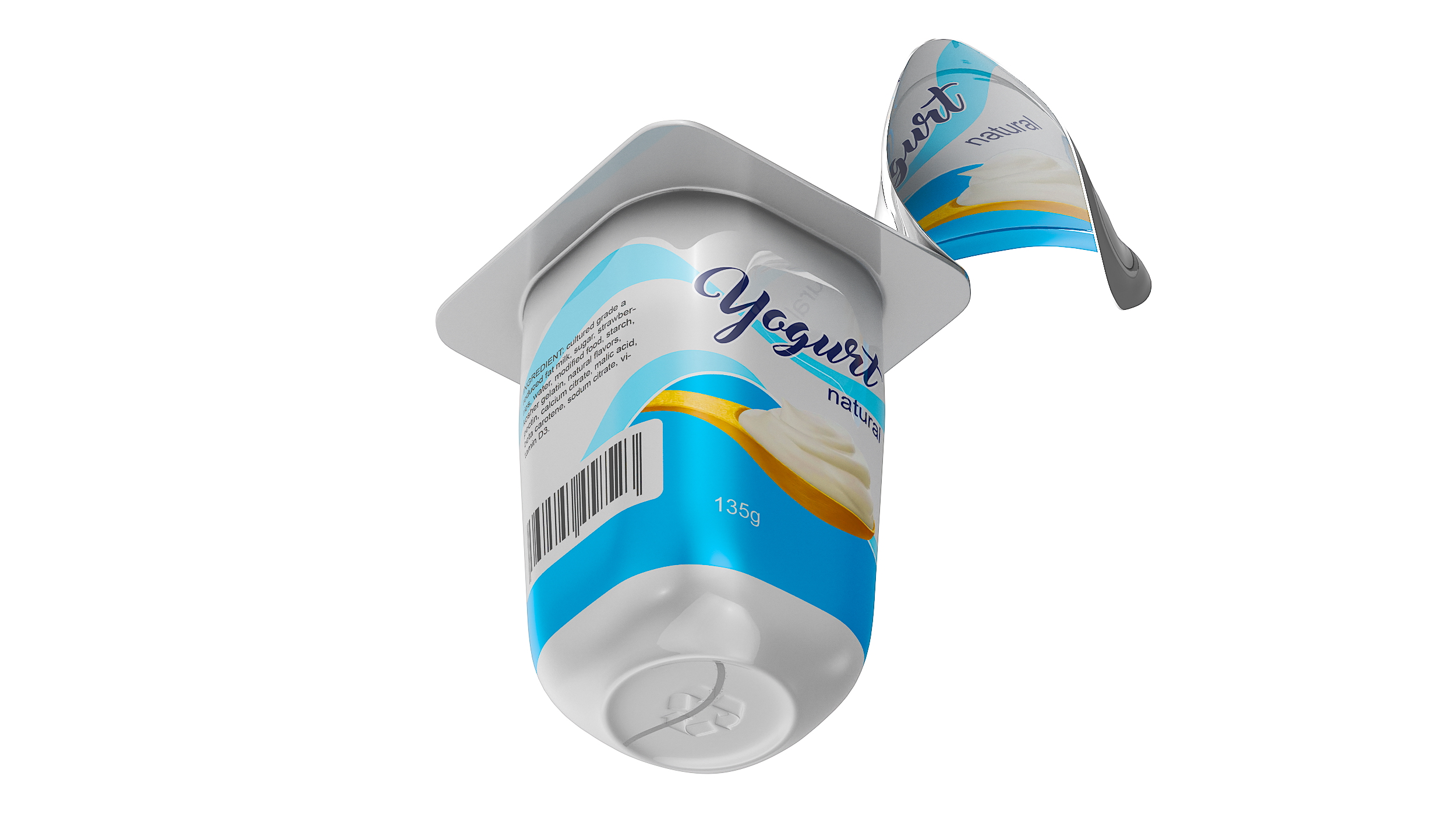 Open Yogurt Cup Mockup 3D