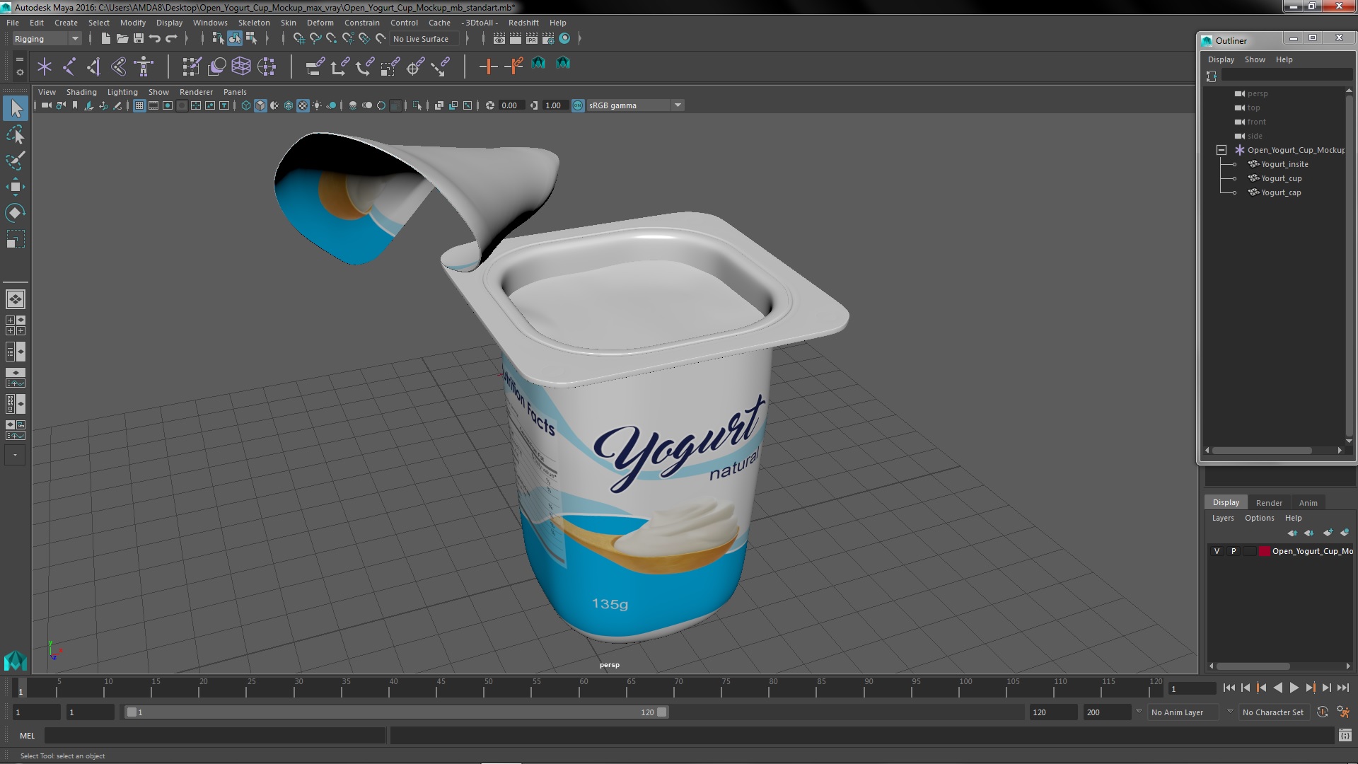 Open Yogurt Cup Mockup 3D