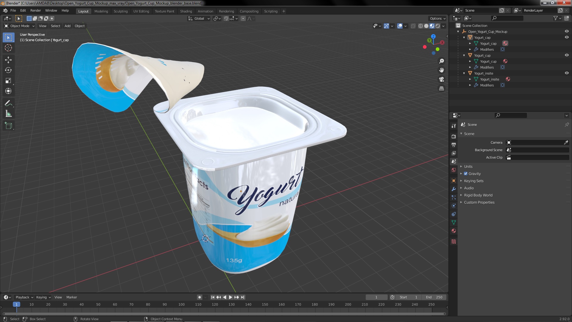 Open Yogurt Cup Mockup 3D
