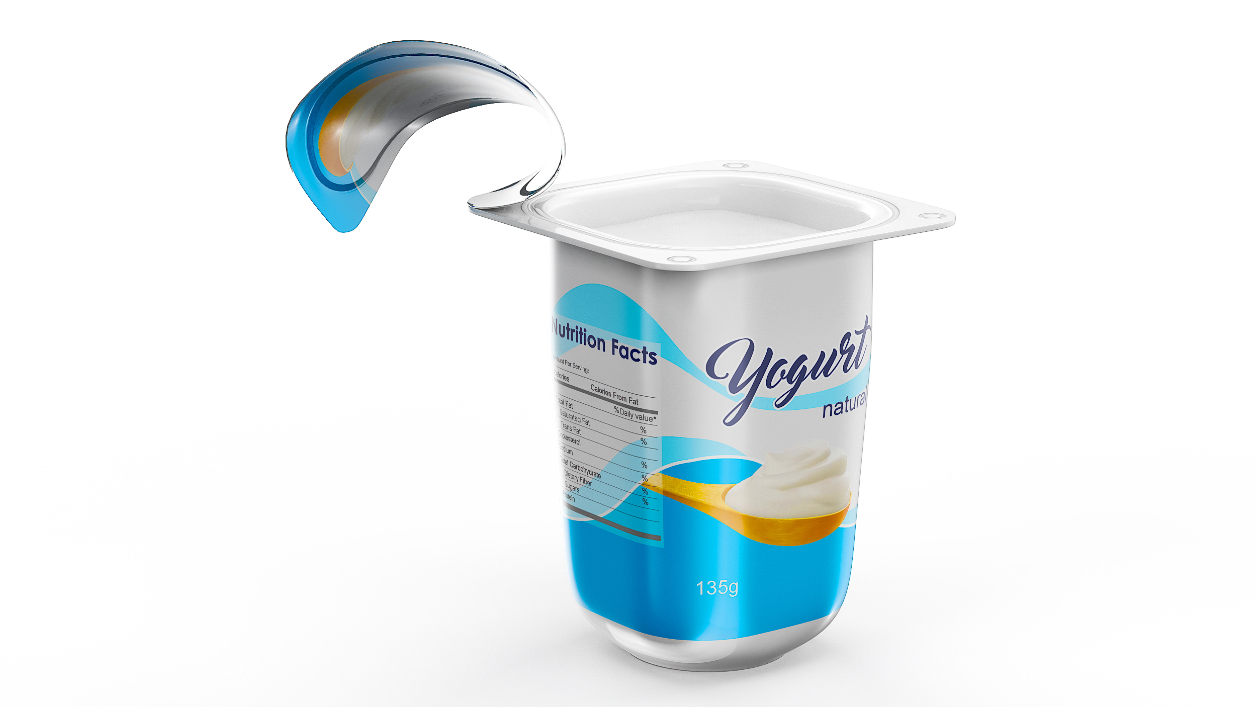 Open Yogurt Cup Mockup 3D