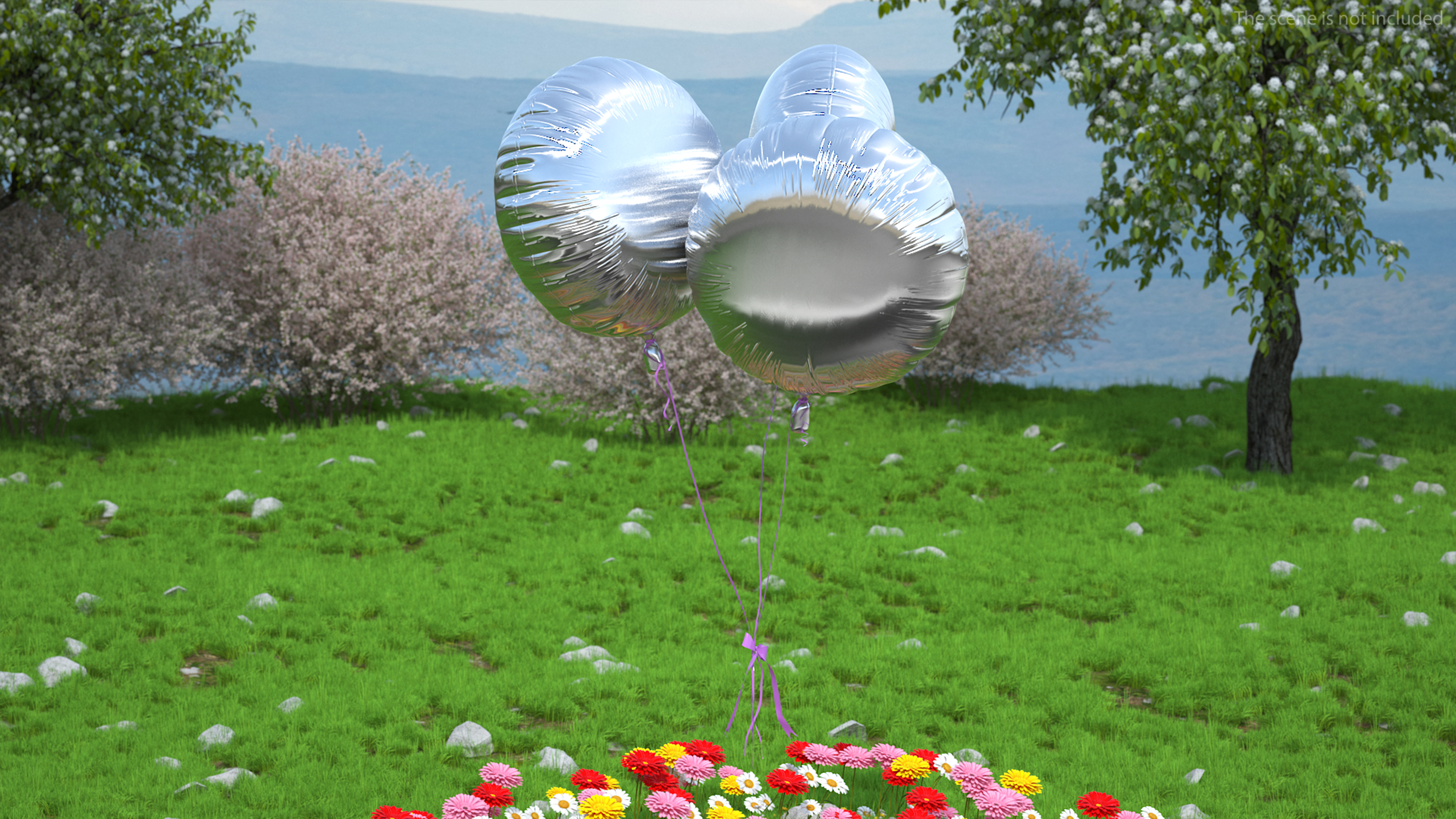 3D Party Helium Balloons Chrome model