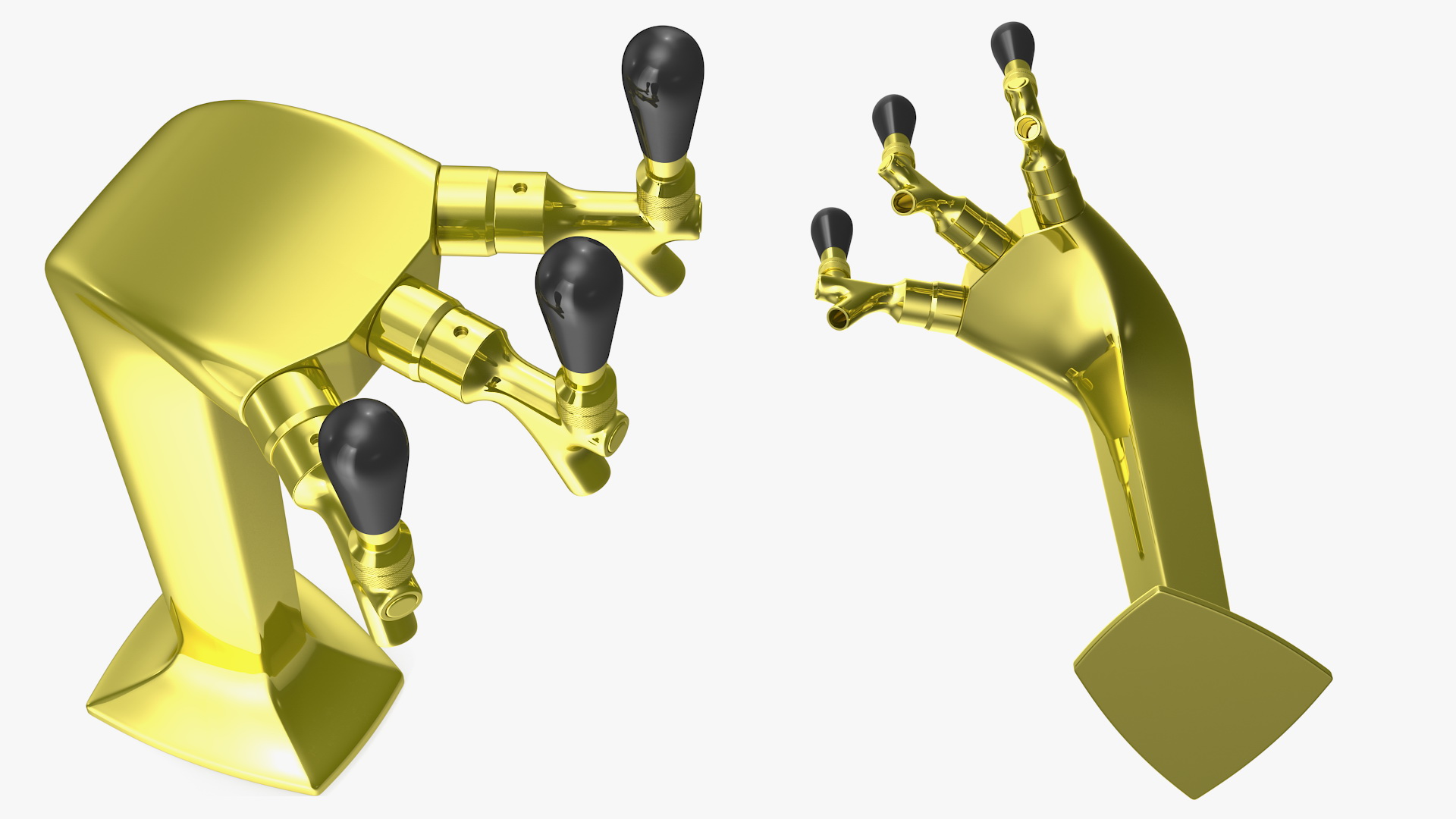 3D model Triple Beer Tap Faucet Brass Draft Beer Tower