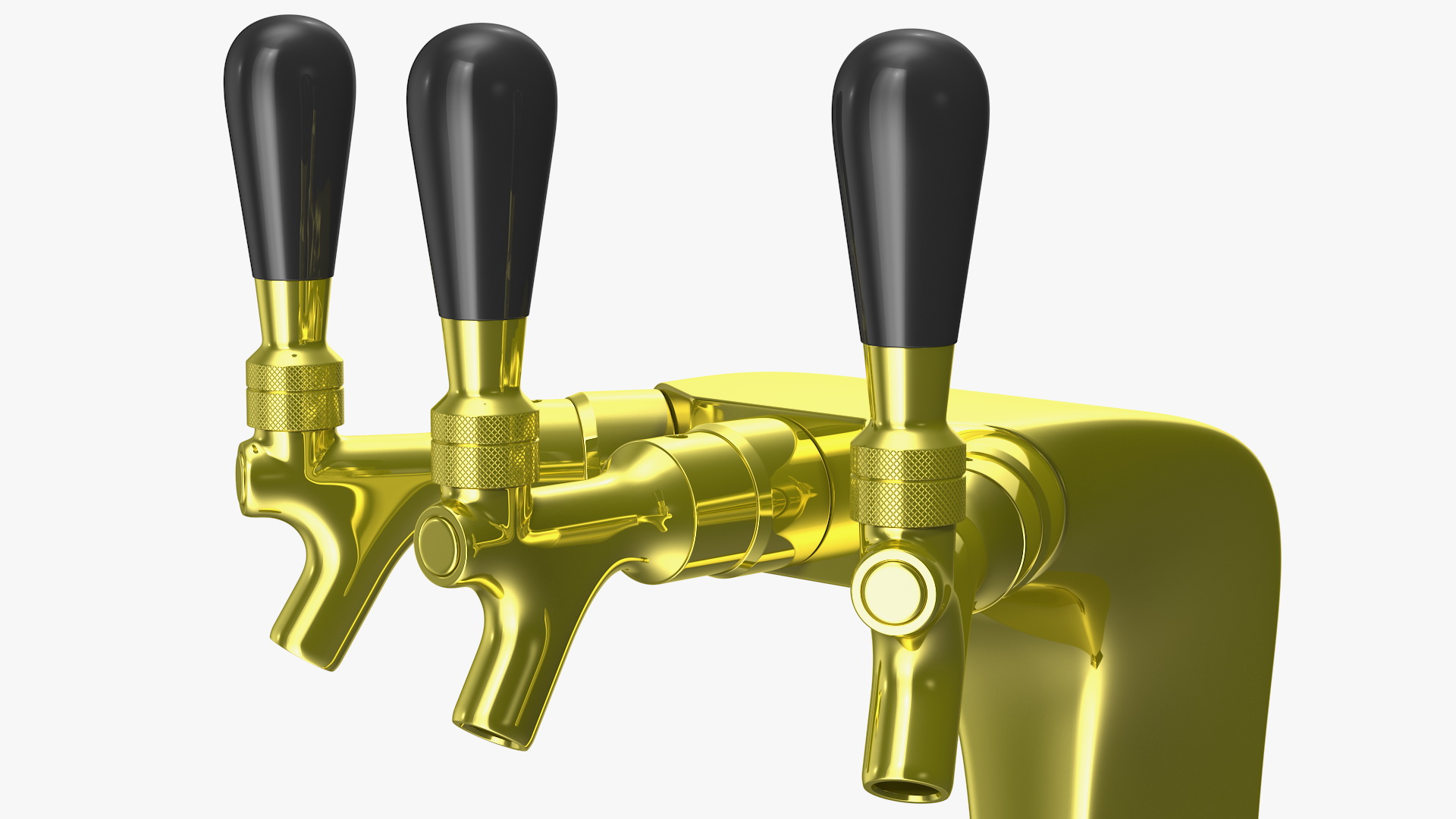 3D model Triple Beer Tap Faucet Brass Draft Beer Tower
