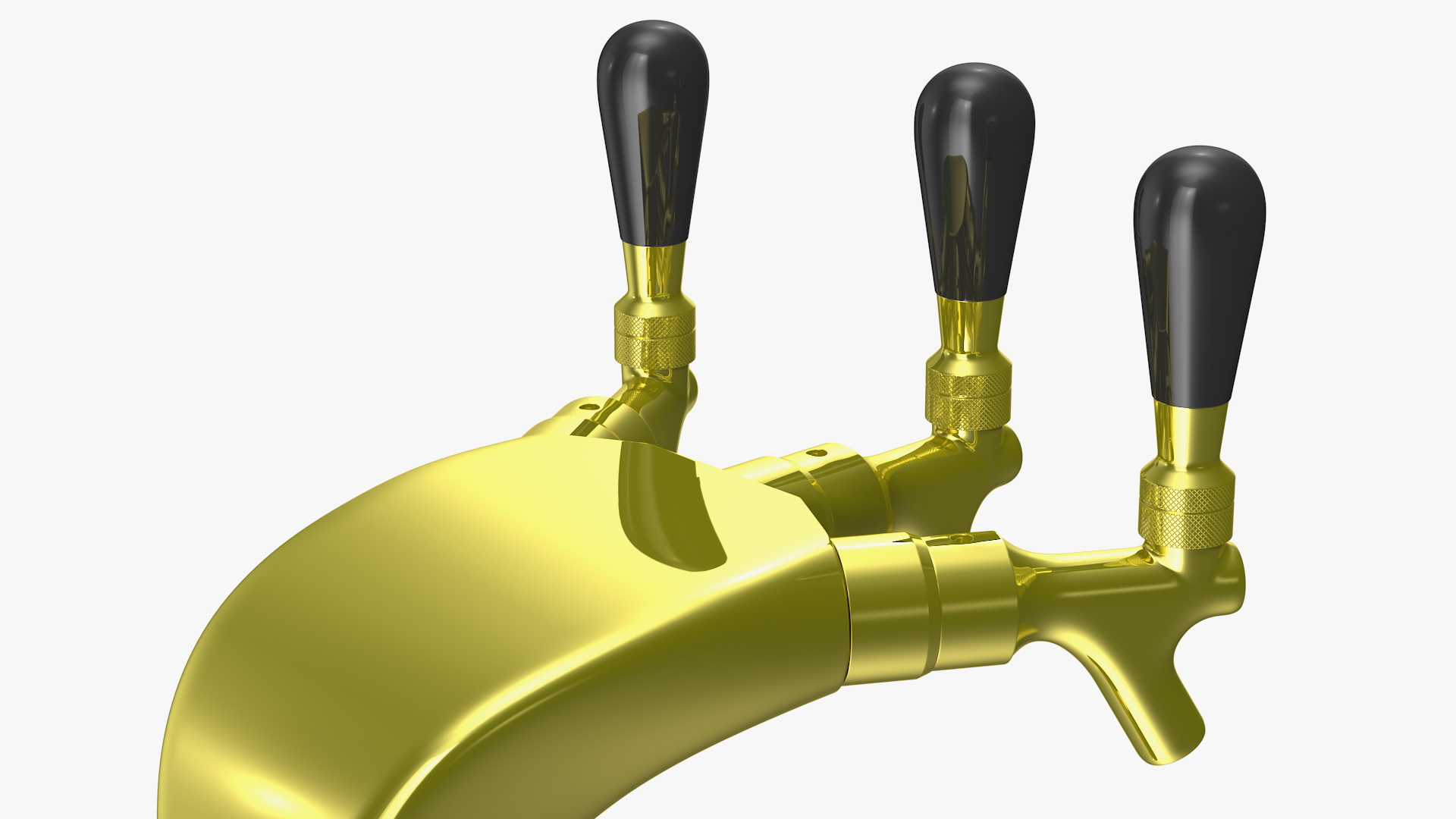 3D model Triple Beer Tap Faucet Brass Draft Beer Tower