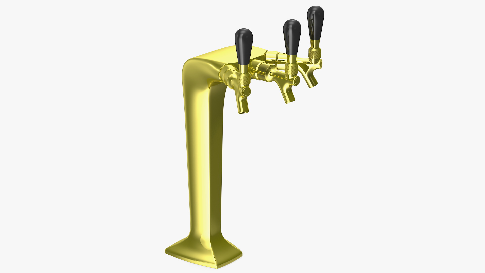 3D model Triple Beer Tap Faucet Brass Draft Beer Tower