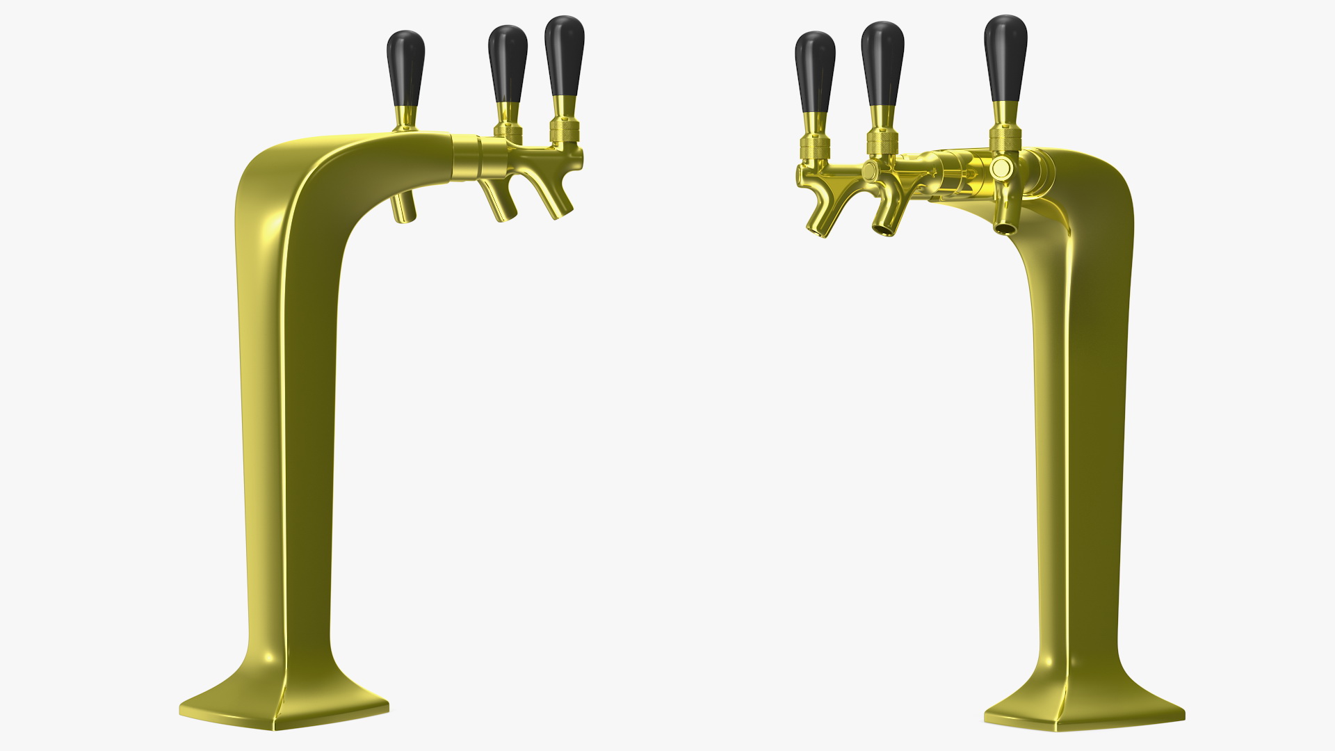 3D model Triple Beer Tap Faucet Brass Draft Beer Tower