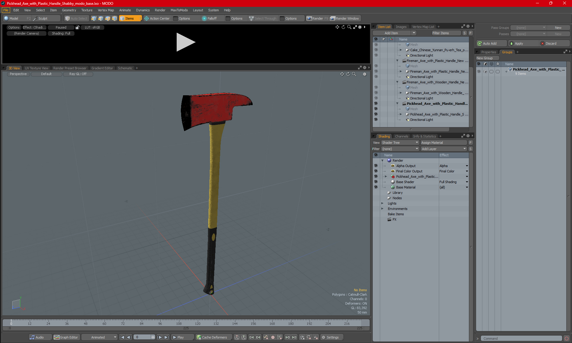 Pickhead Axe with Plastic Handle Shabby 3D model