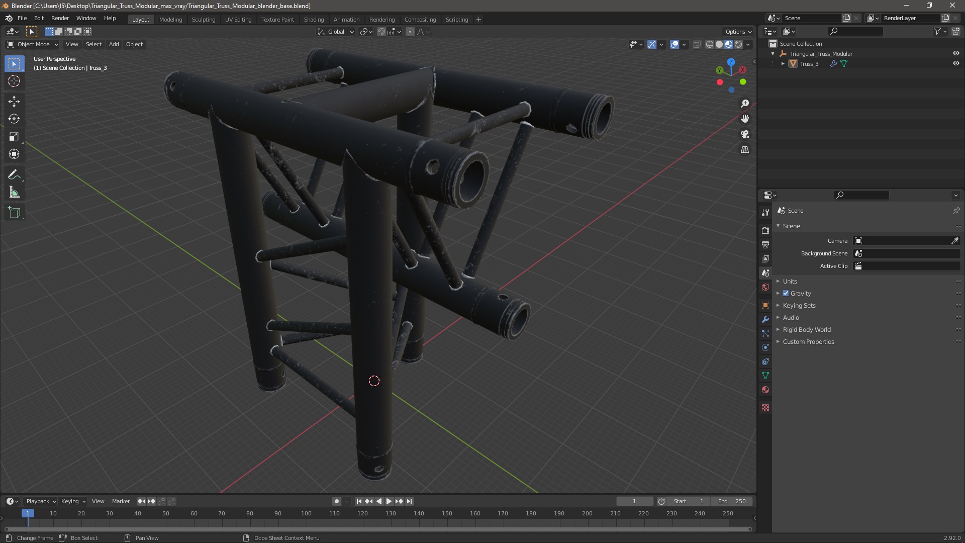 Triangular Truss Modular 3D model