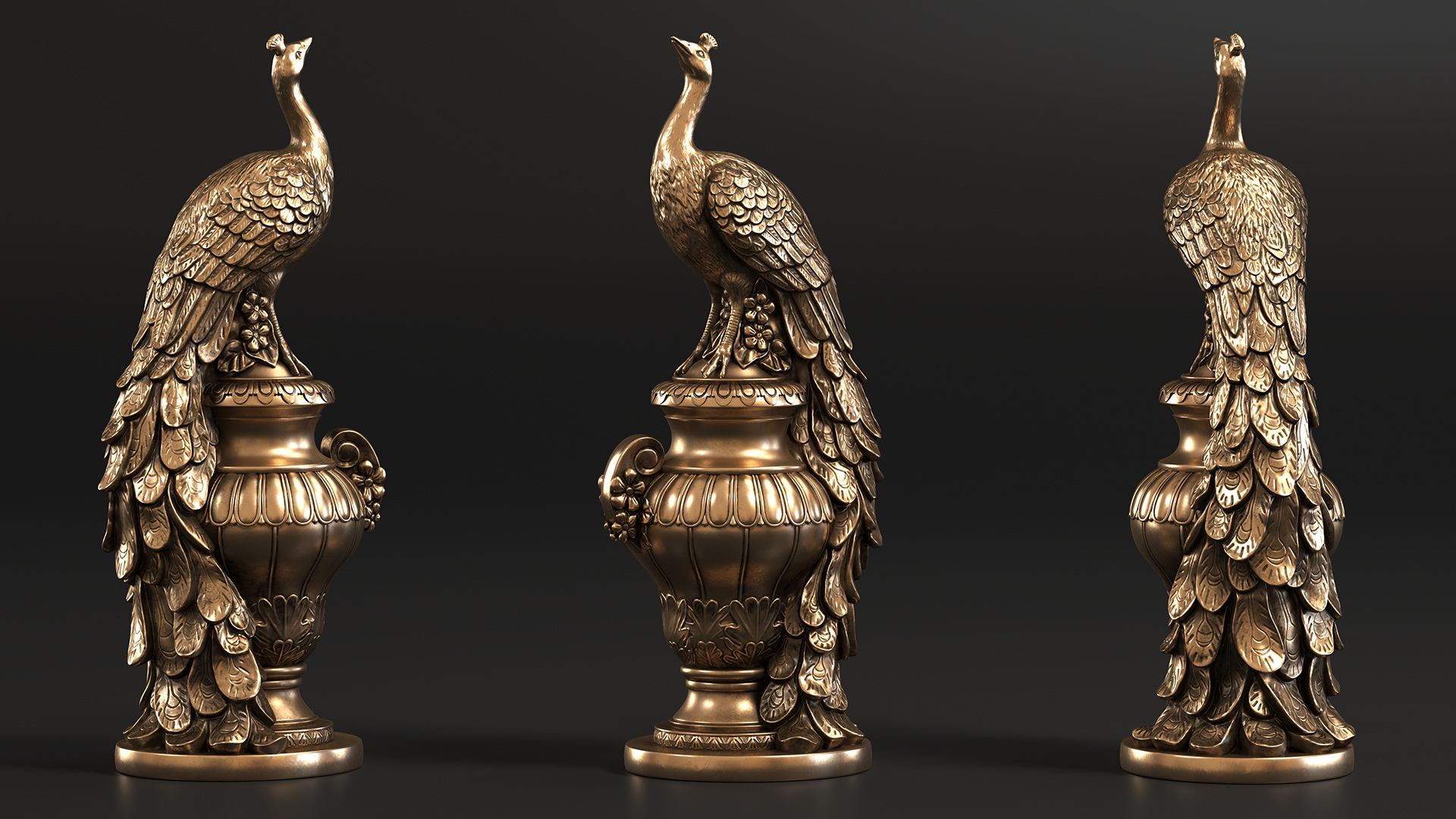 Peacock Cast Bronze 3D model