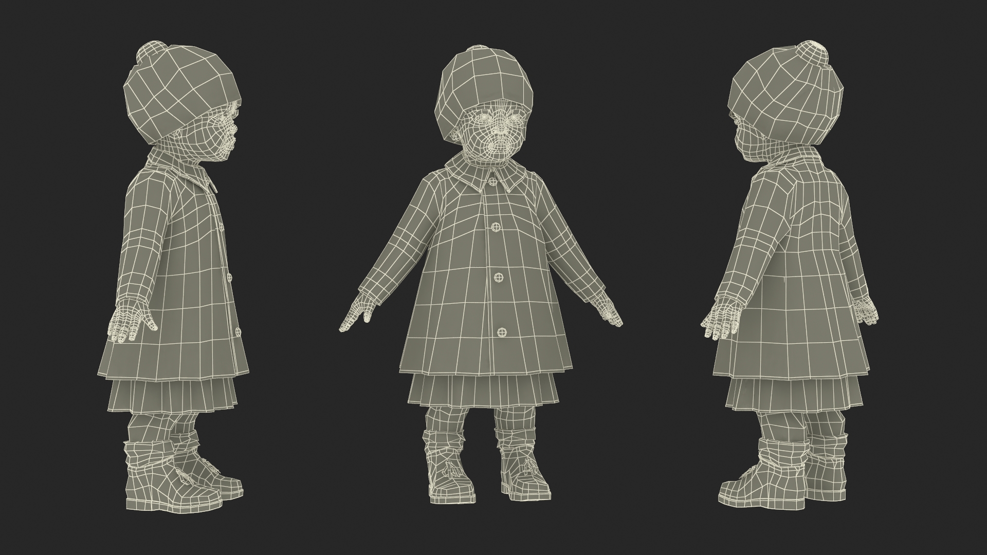 Little Black Girl Everyday Autumn Clothes Fur Rigged 3D