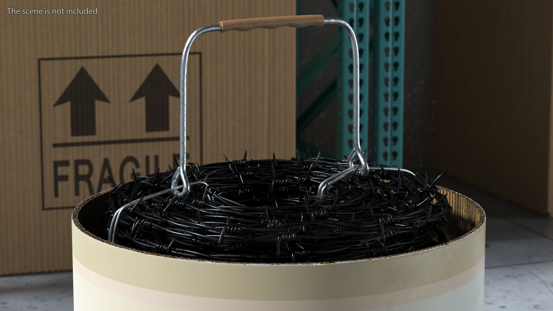 3D model Barbed Black Wire in Cardboard Packaging
