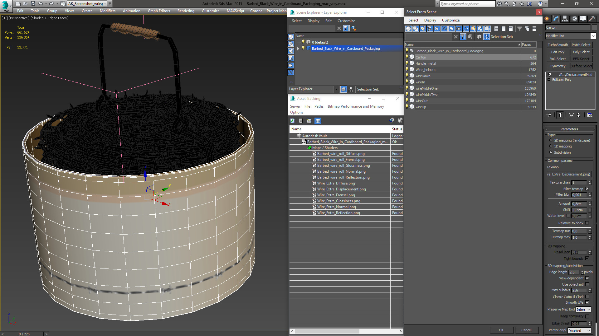3D model Barbed Black Wire in Cardboard Packaging